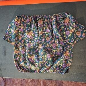 Torn by Ronny Kobo Crop Floral Ruffle Tube Top Size XS